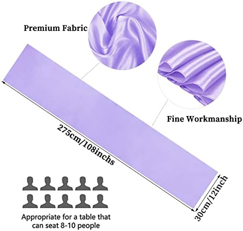 10-Pack Lavender 12 x 108 inches Long Premium Satin Table Runner - Image 2