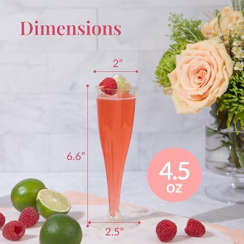 Prestee Disposable Champagne Flutes, 4.5 oz Plastic Champagne Glasses - Image 3