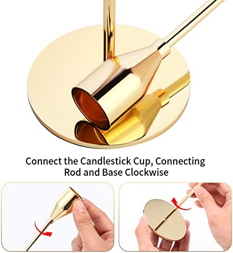 Oatnauxil Metal Gold Taper Candle Holder for Wedding, Dinning, Party, Fits 3/4 inch Thick Candle&Led Candles (Set of 6 Pcs) - Image 5