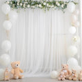10ft X 10ft White Tulle Backdrop Curtain for Parites, Sheer Backdrop Curtains Fabric Drapes for Wedding Ceremony Arch Party Stage Decorations by Partisky