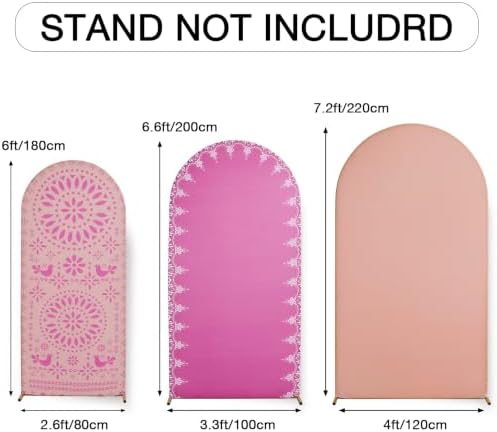 Set of 3 Arch Backdrop Cover Mexican Pink 7.2ft 6.6ft 6ft Spandex Wrinkle Free Fitted Arch Background Top Chiara Arch Cover for Wedding Birthday Party Photography Arch Background - Image 4