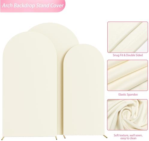 Wokceer Arch Backdrop Cover Ivory Arch Covers Stretchy 7.2FT,6.6FT,6FT - Image 5