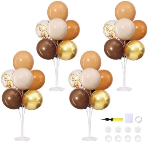 4 Sets Brown Balloons Stand for Table, Fall Party Decorations by ZyloonDecoration