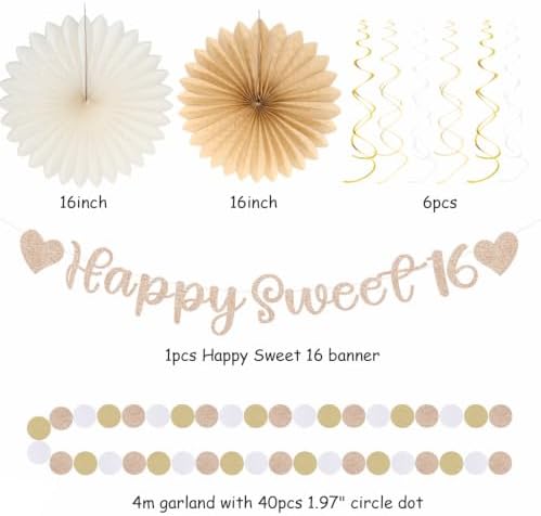 Girls Sweet-16 Party-Decorations Sixteen 16th Birthday-Decor - Huglony - Image 2