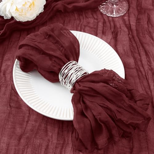 DeZerlor Burgundy Washable Cheesecloth Napkins Set of 20 for Wedding Party by DeZerlor