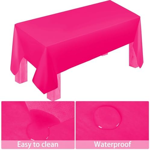 229PCS Hot Pink Party Supplies Set - Paper Disposable Plates Cups Plastic Spoons Forks Knives Napkins Serve 30 Guests - Image 3
