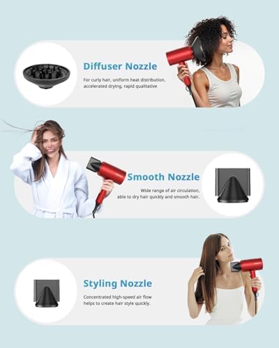 SHRATE Professional Ionic Hair Dryer with Diffuser & Nozzle | Low Noise - Image 4