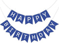 Fecedy Navy Blue Happy Birthday Bunting Banner Pre-Strung No DIY for Birthday Party Decorations by FECEDY