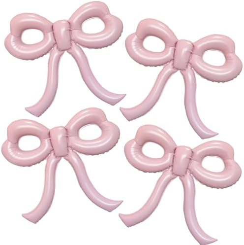 4 Pcs Light Pink Bow Balloons Bow Party Decorations for Girl Women Bow Birthday Decorations Giant Pastel Pink Bow Balloon for Graduation Baby Shower Bridal Wedding Decor Bachelorette Party Supplies by Unknown