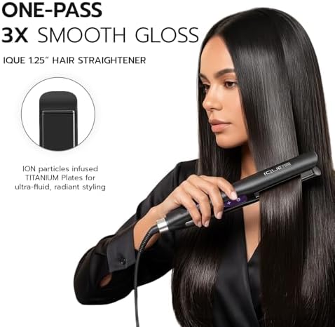 iQUE 1.25" Silk Press Flat Iron Hair Straightener for Women, Dual Voltage - Image 3