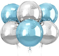 Blue Silver Round Foil Balloons Birthday Prom Decor 22 Inch 6 Pcs by vibzox