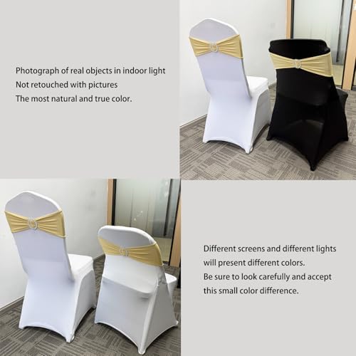 Spandex Chair Sashes Bands, Champagne New, 30PCS - Image 6