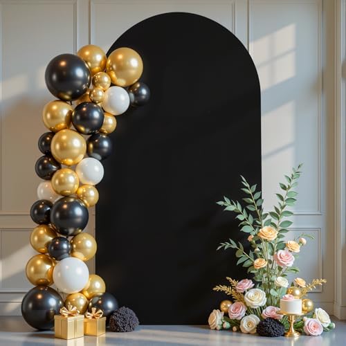 7.2 ft Arch Backdrop Cover Black - Double-Sided Spandex Arch Covers Stretchy Backdrop for Balloon Arches Birthday Party Baby Shower Banquet Wedding Photo Background by Unknown
