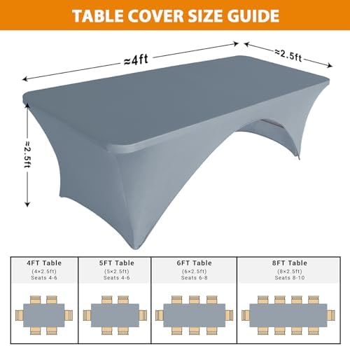 Eurmax USA 2-Pack Spandex Table Cover 4 ft. Fitted 30+ Colors Polyester Tablecloth Stretch Spandex Table Cover-Table Toppers,4 FT Table Cover Open Back (Silver Gray) - Image 7