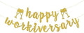 Happy Workiversary Banner - Office Work Party Supplies - Happy Work Anniversary Party Decorations - Gold Glitter by RoadSea