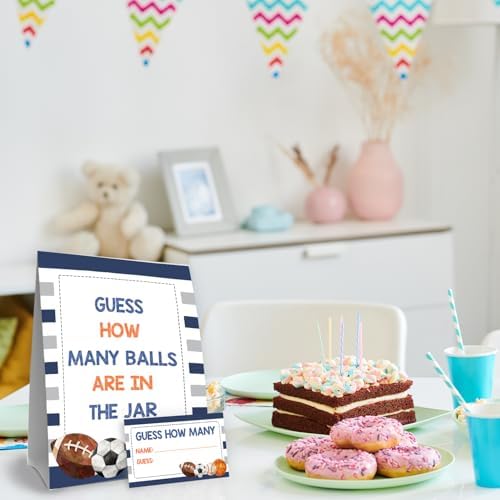 Baseball Baby Shower Decorations,Sports Guess How Many Baby Shower Game,Guess How Many Balls are in the Jar,Birthday Party Game & Activities 50 Cards and Sign - Image 4