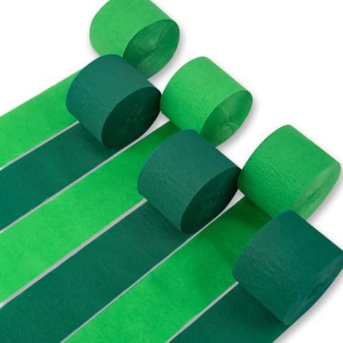 PartyWoo Green Crepe Paper 6pcs 492 FT Emerald Forest Green Streamers by PartyWoo