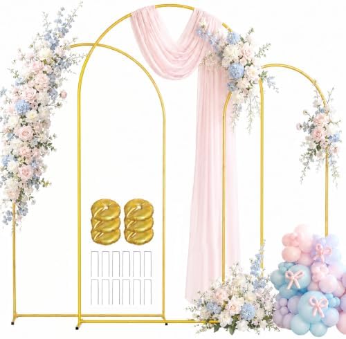 EMART 8/7.2/6.6Ft Metal Arch Backdrop Stand Set 3 for Wedding Party Balloon by EMART