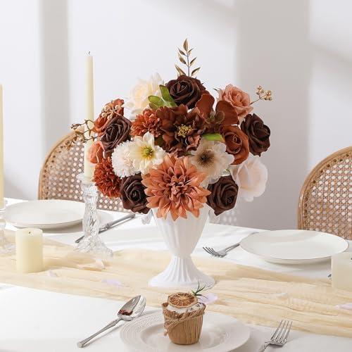 Floweroyal Artificial Flowers Fake Rose Flowers Dahlia with Stems for DIY Wedding Bridal Bouquets, Baby Shower, Floral Arrangement, Table Centerpieces, Home Decorations - Image 7