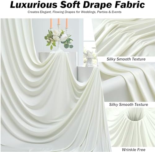 40x12 ft Ivory Backdrop Curtains for Weddings Parties, Birthdays and Photos - Image 4