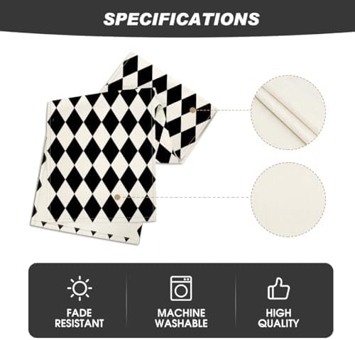 Artoid Mode Black Beige Diamond Plaid Table Runner, Seasonal Halloween Party Kitchen Dining Table Decoration for Home Party Decor 13x72 Inch - Image 5