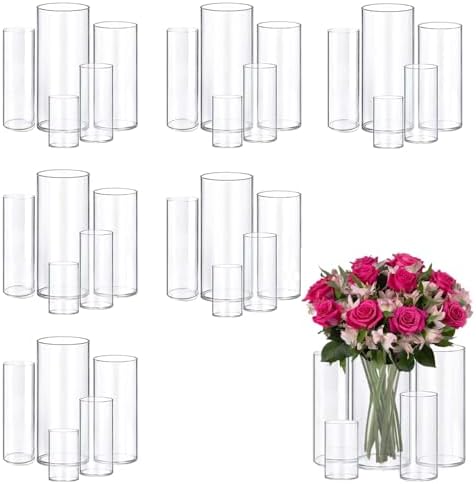 30pcs 11.8Inch Large Size Glass Vase Cylinder for Centerpieces Small Flower Glass Clear Home Decor Centerpiece Table Flower Vase Decorations for Wedding＆Holiday 6,7.9,10,10,11.8Inch Tall by Unknown