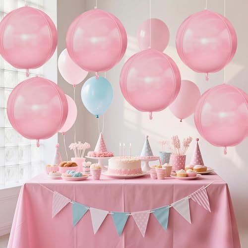 Pastel Pink Round Foil Balloons Birthday Prom Decor 22 Inch 6 Pcs - Image 6