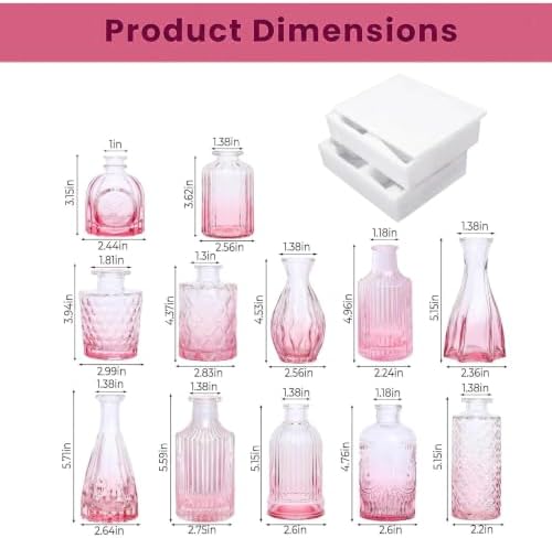 Mini Bud Vases Centerpieces for Tables,Clear Bud Vases for Flowers,Small Flower Vases Suitable for Birthday Party,Anniversary,Wedding Reception,Baby Shower (GradPink, 12PCS) - Image 2