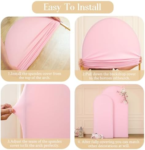 7.2FT 6FT Arch Backdrop Cover for Wedding, Set of 2 Stretchy Spandex Fitted Arch Stand Cover for Baby Shower, Birthday Party Decor, Chiara Backdrop Cover with Double-Sided Design(Pink, Hot Pink) - Image 6