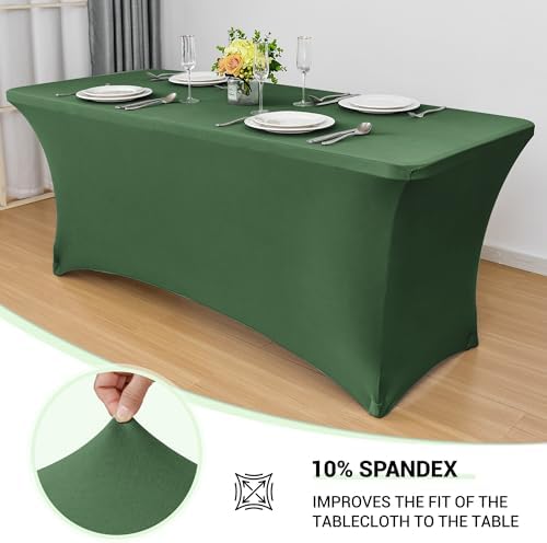 Obstal 6ft Blackish Green Stretch Spandex Table Cover, 2 Pack - Image 2