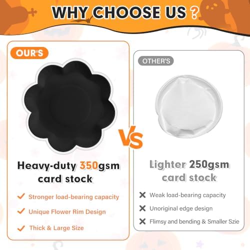 350 Pcs Halloween Black and White Plates and Napkins Set, Serve 50 Guests - Image 4