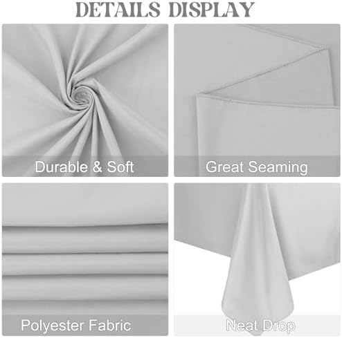 4 Pack Rectangle Tablecloth for 6 Foot Tables Washable Polyester Table Cover for Wedding Dining Table Parties Banquet（60x102 Grey） - Image 4