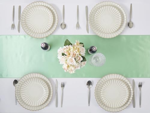 Sage Green Satin Table Runner, 12x108 Inches, 12 Pack - Image 5