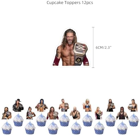 Wrestling Birthday Decorations, Wrestling Party Supply include Happy Birthday Banner, Cake Topper, Cupcake Toppers, Balloons for Kids Adults Party Decorations (Blue) - Image 5