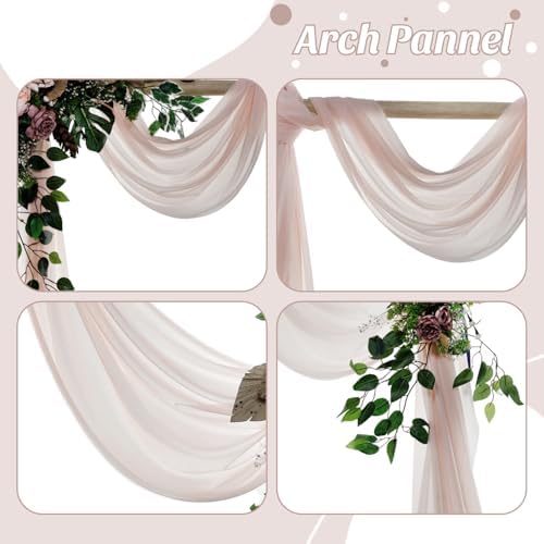 Pack of 2 Wedding Arch Drape Panel Fabric 30" x 40ft - Nude - Image 5