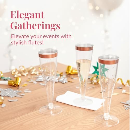 Prestee Disposable Champagne Flutes, 4.5 oz Plastic Champagne Glasses - Image 2