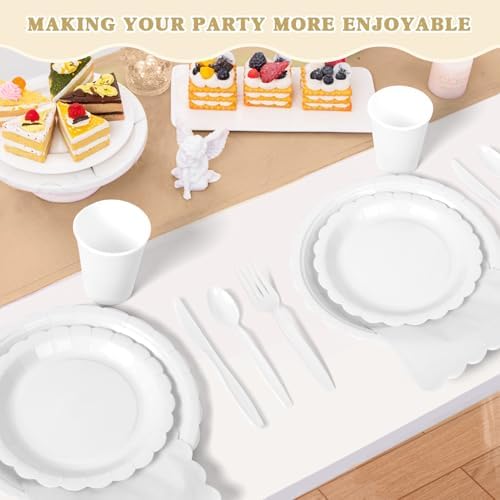 Vyntra 175 Pcs White Paper Plates and Napkins Party Supplies - Image 6