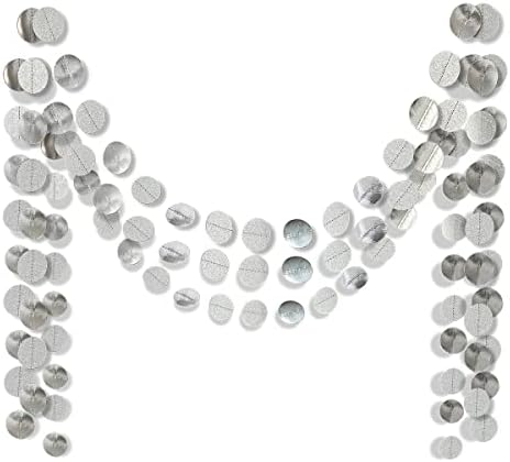 6 Pcs Glitter Silver Paper Circle Dots Garland Hanging Streamer Birthday Decorations Engagement Backdrop Twinkle Bridal Shower Wedding Baby Shower Bachelorette Christmas Supplies by TTSAM