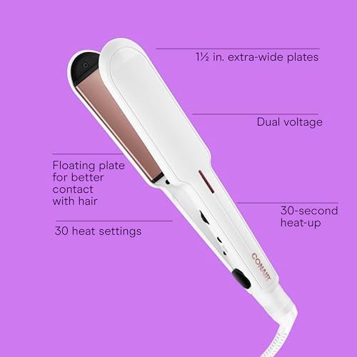 Conair Hair Straightener, Double Ceramic, 1" Extra-Wide Plates - Image 2