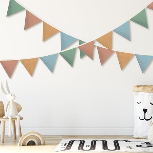 Oudain 2 Pcs Pennant Banner Flags Nursery Garland Triangle, Warm Color - Image 5
