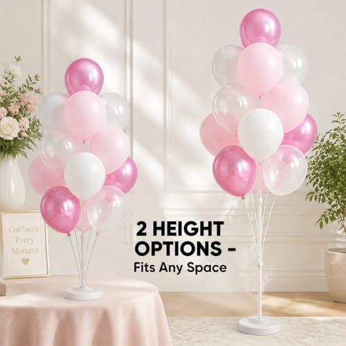 Clear Pink Balloon Column Stand Kit with Base&Pole for Floor&Table Party Decor - Image 3