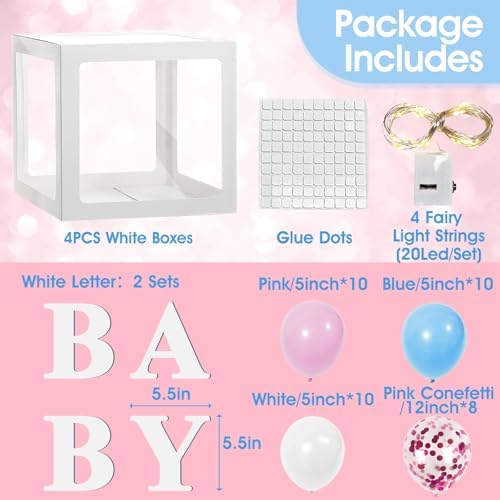 Ledido Baby Boxes with Letters & Balloons & Fairy Lights for Baby Shower - Image 3