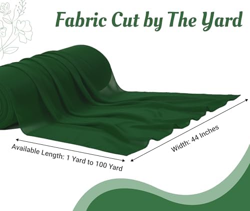 10 Yard Chiffon Fabrics, 44" Wide, Lightweight, Sheer – Hunter Green - Image 4