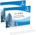 3 Pack Acrylic Sign Holder 11 x 8.5 Horizontal, Double-Sided Clear Sign Holder Plastic Stands for Display, T Shape Acrylic Table Sign Stands for Office Store Restaurants Wedding Party Decoration by DECOHOBO