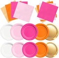 CMUSKO Pink and Orange Party Decorations - 60Pcs Sunset Tropical Plates and Napkins Pink Pumpkin Halloween Tableware for Birthday,Baby Shower, Bachelorette Party by CMUSKO