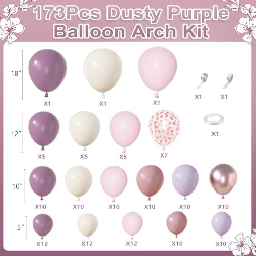 Amandir 173Pcs Dusty Purple Balloon Arch Garland Kit - Image 2