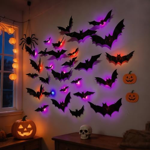 DR.DUDU 36 Pack Halloween Bats Wall Decor Halloween Decorations Indoor - Image 4