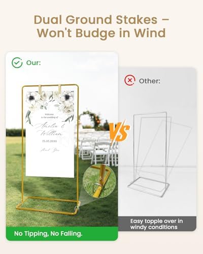 Wedding Welcome Sign Stand, Gold Sign Holder, Includes Design Bundle - Image 3