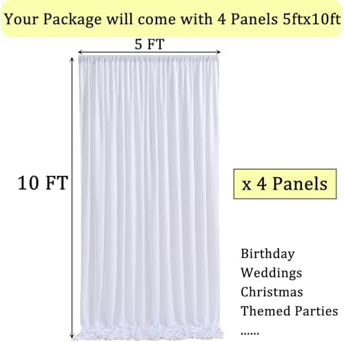 20ftx10ft White Backdrop Curtains for Weddings Parties, Wrinkle Free 4 Panels Silky Polyester Photo Backdrop Drapes Back Drop Cloth Drapery for Birthday Mother'sDay Photography Background - Image 6