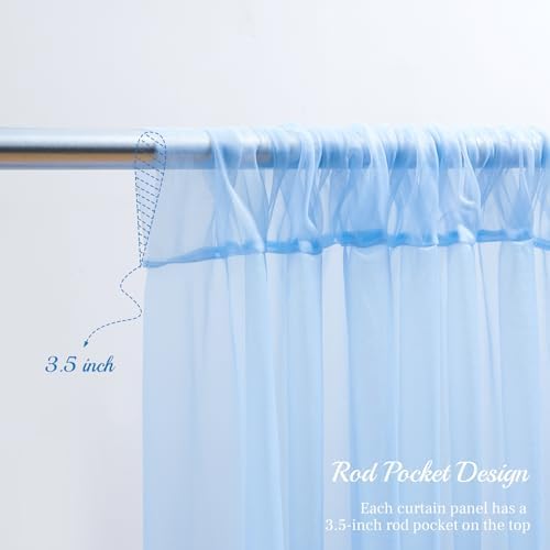 20ft X 10ft Baby Blue Tulle Backdrop Curtain for Parites, Sheer Backdrop Curtains Fabric Drapes for Wedding Ceremony Arch Party Stage Decorations - Image 5
